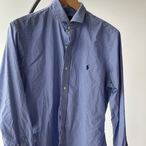 POLO RALPH LAUREN DRESS SHIRT, BLUE, CHECKERED